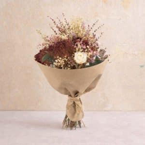 Wild preserved flower bouquet with soft textures and natural tones